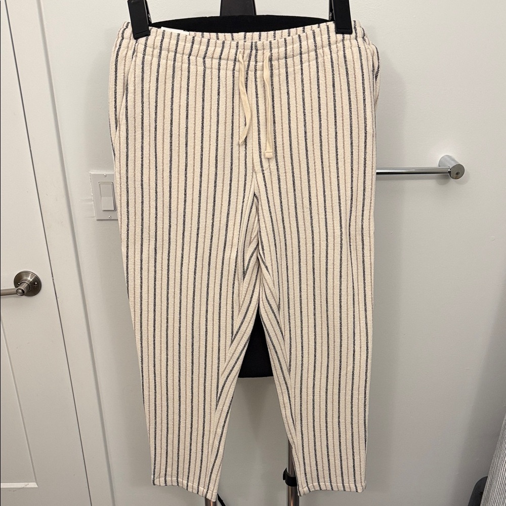 Zara Cream and Black Striped Joggers